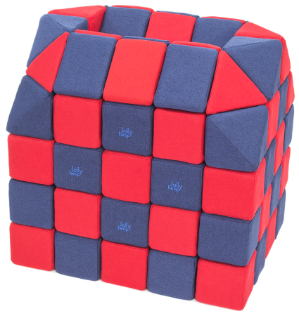 Cuburi CREATIVE Magnetice, JollyHeap, 100 cuburi, Rosu-Albastru [0]