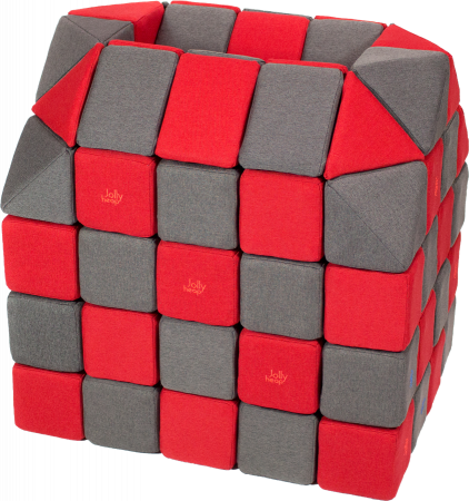 Cuburi CREATIVE Magnetice, JollyHeap, 100 cuburi, Rosu-Gri Inchis [0]