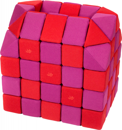 Cuburi CREATIVE Magnetice, JollyHeap, 100 cuburi, Rosu-Roz [0]
