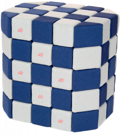 Cuburi Magnetice Basic de joaca, JollyHeap, 100 cuburi, Alb Fildes-Albastru [0]