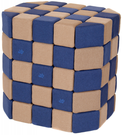 Cuburi Magnetice Basic de joaca, JollyHeap, 100 cuburi, Bej-Albastru [0]
