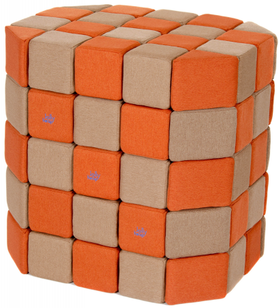 Cuburi Magnetice Basic de joaca, JollyHeap, 100 cuburi, Bej-Portocaliu [0]