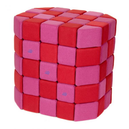 Cuburi Magnetice Basic de joaca, JollyHeap, 100 cuburi, Rosu-Roz [0]