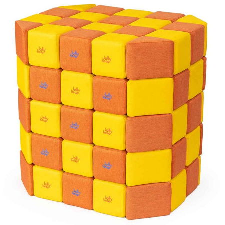 Cuburi Magnetice Basic de joaca, JollyHeap, 100 cuburi, Galben-Portocaliu [0]