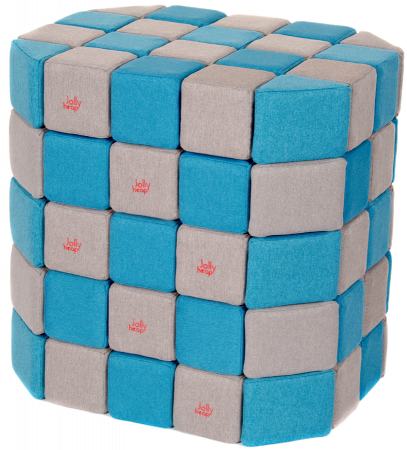 Cuburi Magnetice Basic de joaca, JollyHeap, 100 cuburi, Gri-Bleu [0]