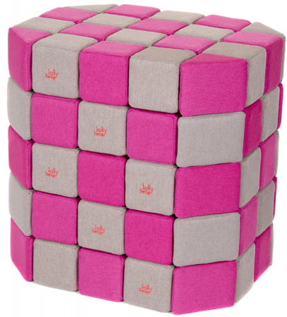 Cuburi Magnetice Basic de joaca, JollyHeap, 100 cuburi, Gri-Roz [0]