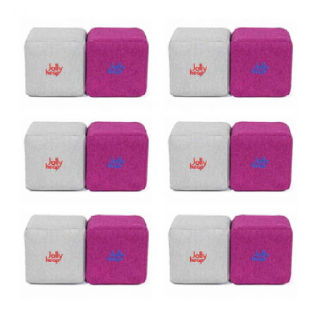 Cuburi Magnetice de constructie, JollyHeap Mini, 24 cuburi, Alb Fildes-Roz [12]