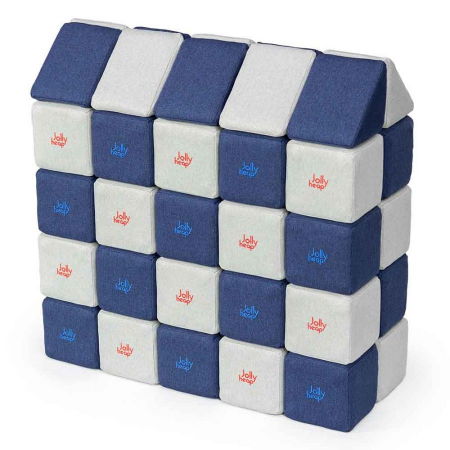 Cuburi Magnetice, JollyHeap Medium, 50 cuburi,  Alb Fildes-Albastru [0]