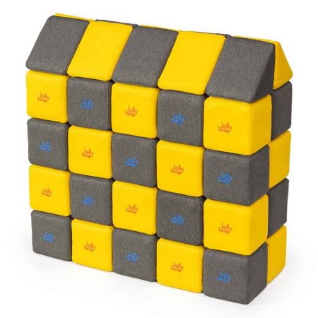 Cuburi Magnetice, JollyHeap Medium, 50 cuburi,  Galben-Gri Inchis [0]