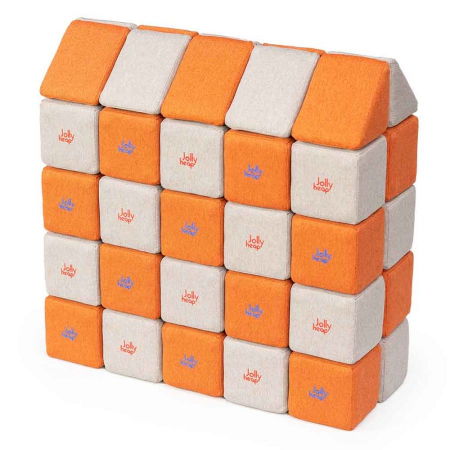 Cuburi Magnetice, JollyHeap Medium, 50 cuburi,  Gri-Portocaliu [0]