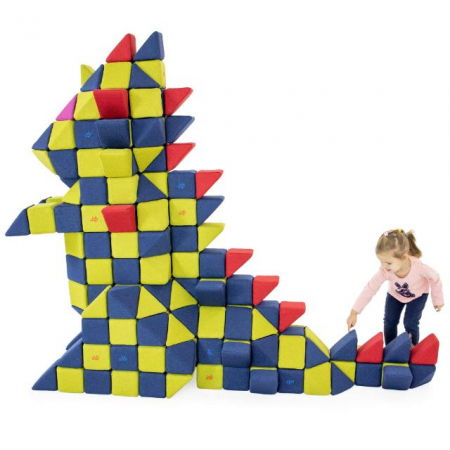 Cuburi Magnetice pentru construit, JollyHeap FUN, 300 cuburi - 4 forme, Diverse Culori [5]