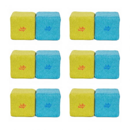 Cuburi Magnetice pentru construit, JollyHeap Pixi, 12 cuburi, Verde-Bleu [14]