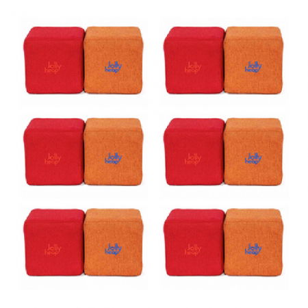 Cuburi Magnetice pentru construit, JollyHeap Pixi, 12 cuburi, Rosu-Portocaliu [15]
