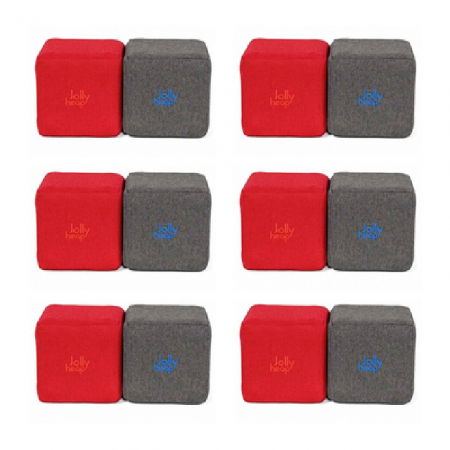 Cuburi Magnetice pentru construit, JollyHeap Pixi, 12 cuburi, Rosu-Gri Inchis [14]