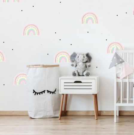 Stickere decorative si covorase - Curcubee pastelate cu puncte - autocolante pentru perete pentru fete, roz