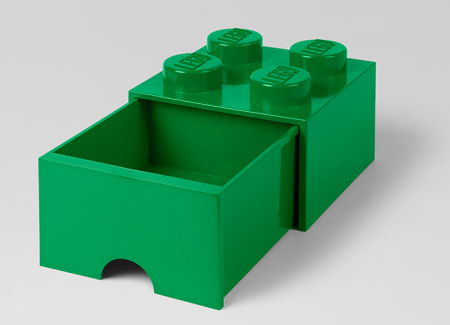 Jucarii copii si jocuri educative - Cutie depozitare LEGO 2x2 cu sertar, verde (40051734)