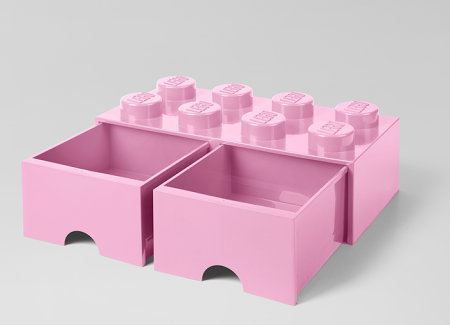 Jucarii copii si jocuri educative - Cutie depozitare LEGO® 2x4 cu sertare, roz (40061738)