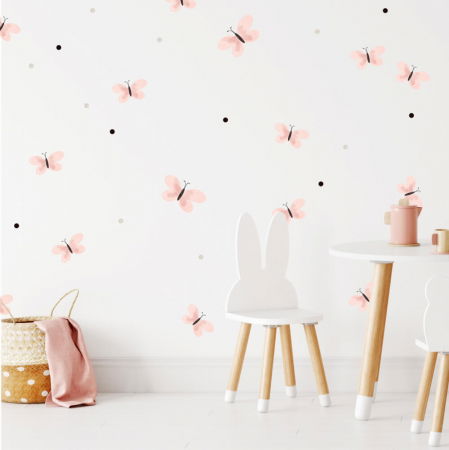 Stickere decorative si covorase - Decoratiuni in acuarela - Fluturi roz