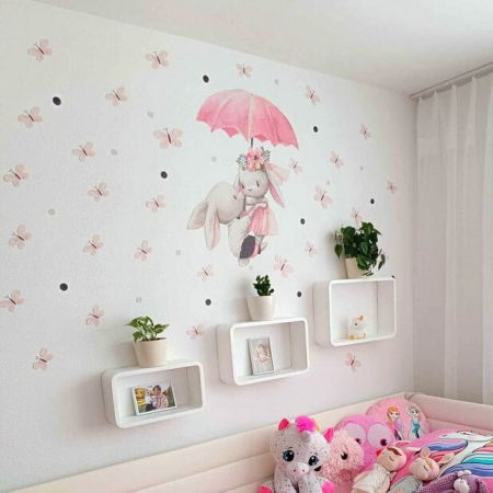 Stickere decorative si covorase - Decoratiuni in acuarela - Fluturi roz