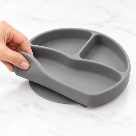 Diversificare bebelusi - Farfurie din silicon cu 3 compartimente pentru auto-diversificare BabyJem, Diverse culori
