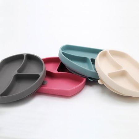 Farfurie din silicon cu 3 compartimente pentru auto-diversificare BabyJem, Diverse culori [6]