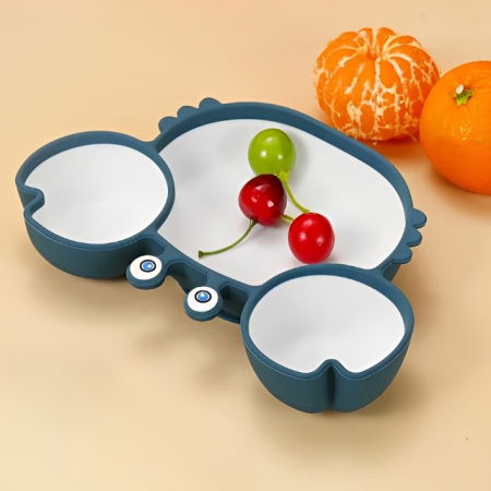 Farfurie din silicon pentru diversificare, anti-alunecare, compartimentata, Empria, Crab, Diverse culori [3]
