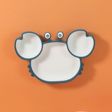 Farfurie din silicon pentru diversificare, anti-alunecare, compartimentata, Empria, Crab, Diverse culori [6]