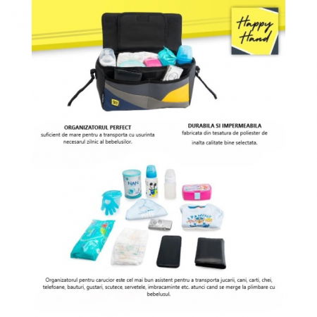Geanta bebe organizator carucior bebelusi, 36x21x11 cm [3]