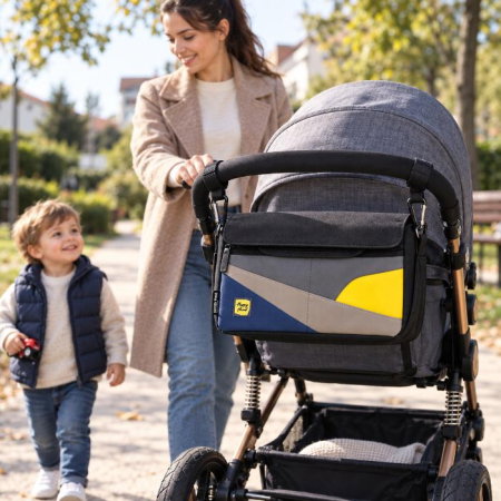 Idei de cadouri pentru bebelusi si copii - Geanta bebe organizator carucior bebelusi, 36x21x11 cm