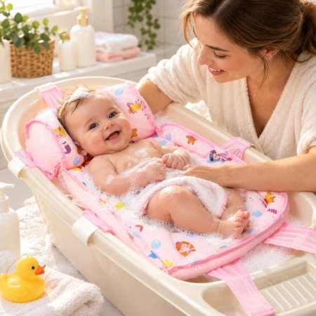 Baia bebelusului - Hamac din spuma pentru cadita Ocean Baby, Roz