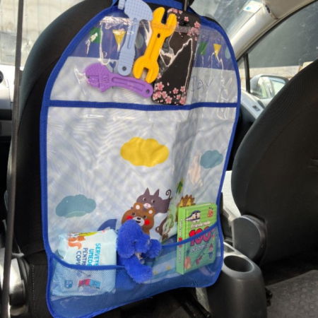 Husa protectie scaun auto copii, impermeabila, 3 buzunare, Empria, 65x44.5 cm, Bleu [4]
