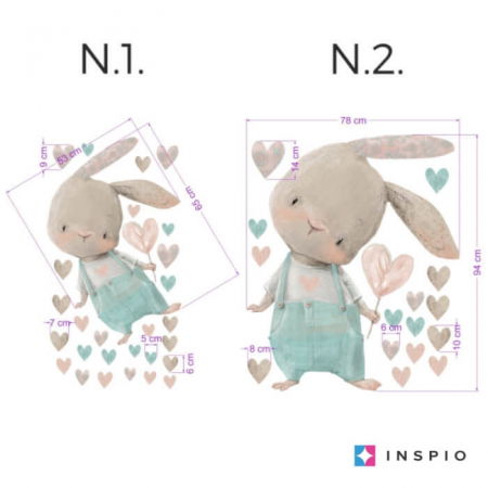 Stickere decorative - Iepuras cu inimioara - autocolant pentru perete, Diverse modele