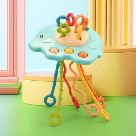 Jucarie Montessori, senzoriala pentru bebelusi, dentitie, Empria, Elefant Verde [6]