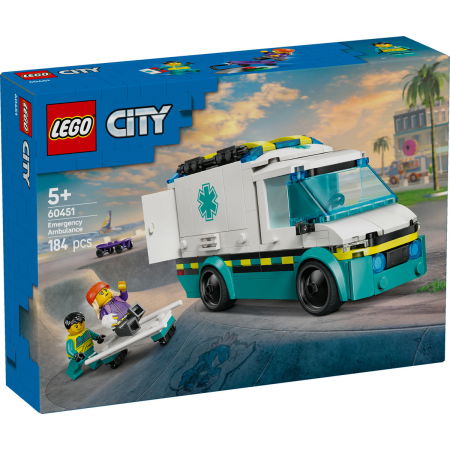 Jucarii copii si jocuri educative -  LEGO®  City - Ambulanta de urgente (60451), 184 piese