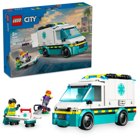 Jucarii copii si jocuri educative -  LEGO®  City - Ambulanta de urgente (60451), 184 piese