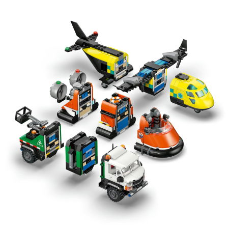 LEGO® City - Avion, autospeciala de service si aeroglisor in versiuni adaptate (60505), 990 piese [6]
