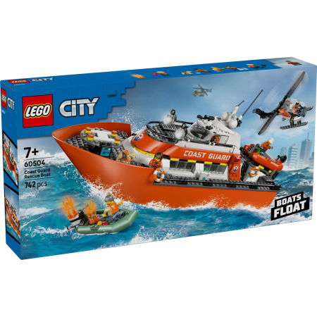 Jucarii copii si jocuri educative - LEGO® City - Barca de salvare si elicopter ale Pazei de Coasta (60504), 742 piese
