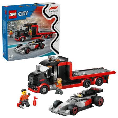 Jucarii copii si jocuri educative - LEGO® City - Camion de prezentare F1® cu masina de curse Audi F1 (60493), 508 piese