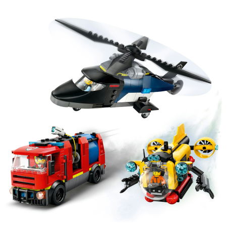  LEGO®  City - Elicopter, camion de pompieri si submarin remixate (60462), 874 piese [3]