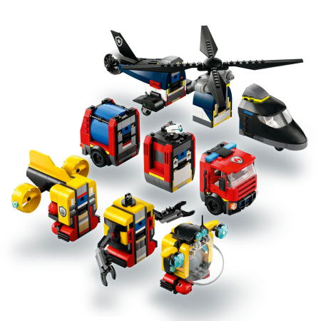  LEGO®  City - Elicopter, camion de pompieri si submarin remixate (60462), 874 piese [4]