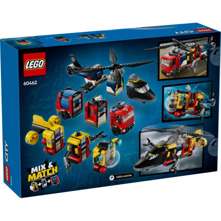  LEGO®  City - Elicopter, camion de pompieri si submarin remixate (60462), 874 piese [2]