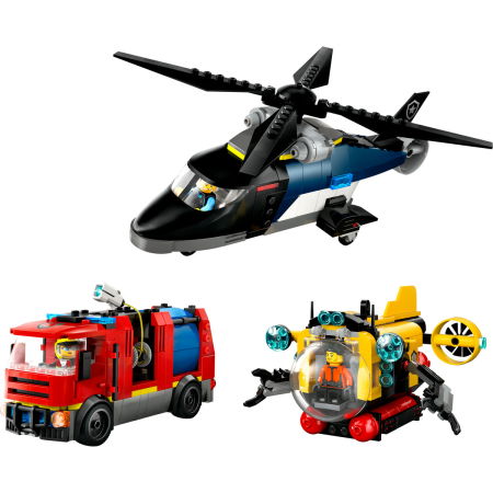  LEGO®  City - Elicopter, camion de pompieri si submarin remixate (60462), 874 piese [8]