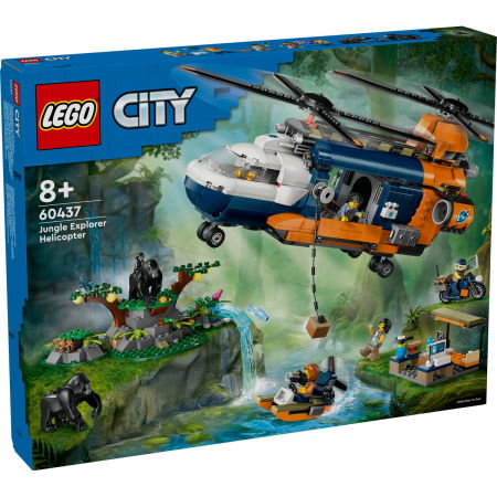 Jucarii copii si jocuri educative -  LEGO®  City - Elicopterul unui explorator al junglei la tabara de baza (60437), 881 piesa 