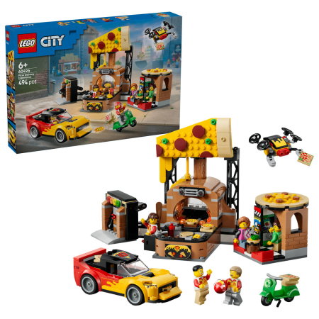 LEGO - LEGO® City - Experienta livrarii de pizza cu vehicule (60496), 494 piese