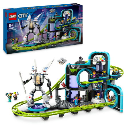 Jucarii copii si jocuri educative -  LEGO®  City - Parc cu roller-coaster Lumea Robotilor (60421), 986 piese