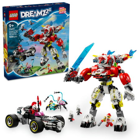 Jucarii copii si jocuri educative -  LEGO®  DREAMZzz - Robotul tigru al lui Cooper si masina hot rod a lui Zero (71497), 1006 piese