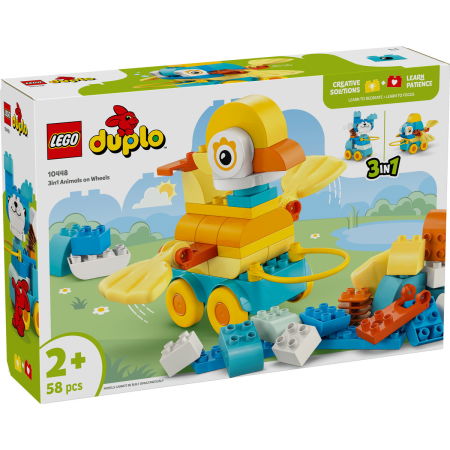 Jucarii copii si jocuri educative -  LEGO®  DUPLO - Animale pe roti 3 in 1 (10448), 58 piese
