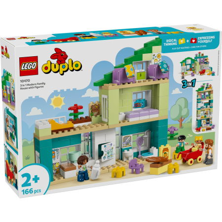 Jucarii copii si jocuri educative - LEGO® DUPLO - Casa moderna de familie 3 in 1, cu figurine (10470), 166 piese