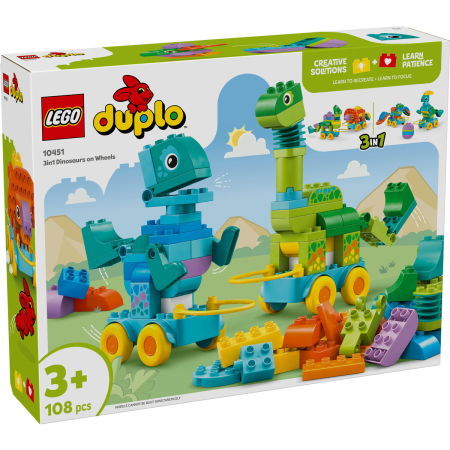 Jucarii copii si jocuri educative -  LEGO®  DUPLO - Dinozauri pe roti 3 in 1 (10451), 108 piese