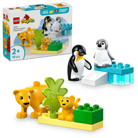 Jucarii copii si jocuri educative -  LEGO®  DUPLO - Familii de animale salbatice: Pinguini si lei (10442), 10 piese